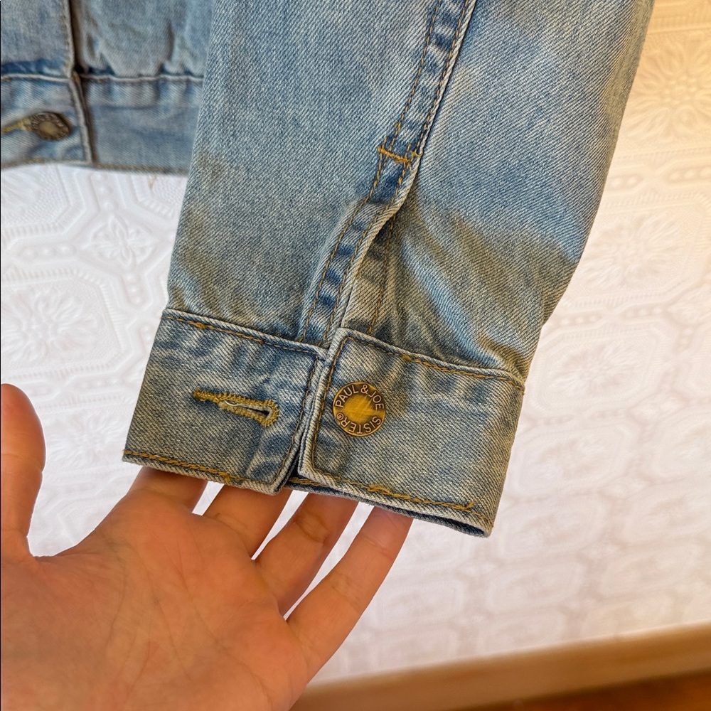 Paul & Joe Leviatan Denim Jacket Blue Denim with Cat Detail Size 40 - Picture 9 of 11